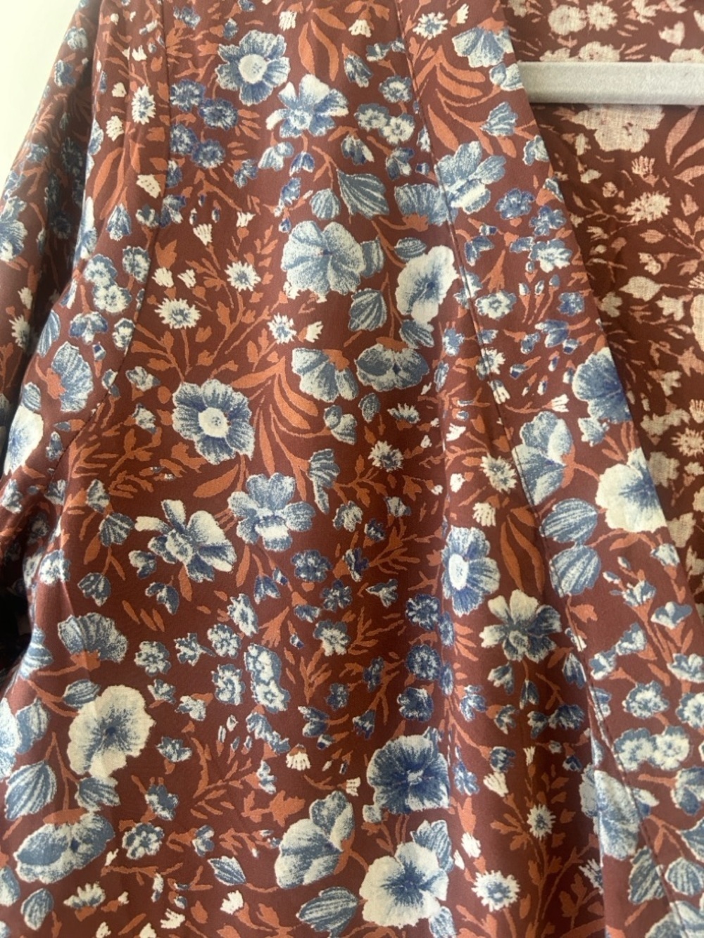 Madewell Brown Floral V-Neck Tiered Maxi Dress with Blue Accents - Picture 7 of 12